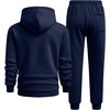 image:imageJMIERR Mens Hoodie Jogger Pants Set Fleece Lined Zip Up Two Piece Tracksuit  Fleecelined warmth fullzip hoodie jogger pants set kangaroo pocket leather zipper pull ribbed cuffs and hemNavy Blue
