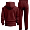 image:imageJMIERR Mens Hoodie Jogger Pants Set Fleece Lined Zip Up Two Piece Tracksuit  Fleecelined warmth fullzip hoodie jogger pants set kangaroo pocket leather zipper pull ribbed cuffs and hemBurgundy