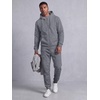 image:imageJMIERR Mens Hoodie Jogger Pants Set Fleece Lined Zip Up Two Piece Tracksuit  Fleecelined warmth fullzip hoodie jogger pants set kangaroo pocket leather zipper pull ribbed cuffs and hemMedium Grey