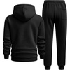 image:imageJMIERR Mens Hoodie Jogger Pants Set Fleece Lined Zip Up Two Piece Tracksuit  Fleecelined warmth fullzip hoodie jogger pants set kangaroo pocket leather zipper pull ribbed cuffs and hemBlack