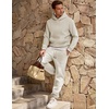 image:imageJMIERR Mens Sweatsuit 2 Piece Hoodie Tracksuit Jogger Set  Soft Fleece Lining Outfits Machine Wash Kangaroo Pocket Sweatshirt Drawstring Waist Sweatpants Fall Winter Matching SetsCream