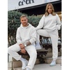 image:imageJMIERR Mens Sweatsuit 2 Piece Hoodie Tracksuit Jogger Set  Soft Fleece Lining Outfits Machine Wash Kangaroo Pocket Sweatshirt Drawstring Waist Sweatpants Fall Winter Matching SetsWhite