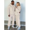 image:imageJMIERR Mens Sweatsuit 2 Piece Hoodie Tracksuit Jogger Set  Soft Fleece Lining Outfits Machine Wash Kangaroo Pocket Sweatshirt Drawstring Waist Sweatpants Fall Winter Matching SetsCream