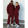 image:imageJMIERR Mens Sweatsuit 2 Piece Hoodie Tracksuit Jogger Set  Soft Fleece Lining Outfits Machine Wash Kangaroo Pocket Sweatshirt Drawstring Waist Sweatpants Fall Winter Matching SetsRed