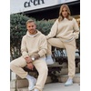 image:imageJMIERR Mens Sweatsuit 2 Piece Hoodie Tracksuit Jogger Set  Soft Fleece Lining Outfits Machine Wash Kangaroo Pocket Sweatshirt Drawstring Waist Sweatpants Fall Winter Matching SetsCream