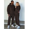 image:imageJMIERR Mens Sweatsuit 2 Piece Hoodie Tracksuit Jogger Set  Soft Fleece Lining Outfits Machine Wash Kangaroo Pocket Sweatshirt Drawstring Waist Sweatpants Fall Winter Matching SetsChocolate Brown