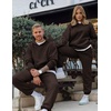image:imageJMIERR Mens Sweatsuit 2 Piece Hoodie Tracksuit Jogger Set  Soft Fleece Lining Outfits Machine Wash Kangaroo Pocket Sweatshirt Drawstring Waist Sweatpants Fall Winter Matching SetsChocolate Brown