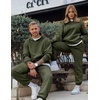 image:imageJMIERR Mens Sweatsuit 2 Piece Hoodie Tracksuit Jogger Set  Soft Fleece Lining Outfits Machine Wash Kangaroo Pocket Sweatshirt Drawstring Waist Sweatpants Fall Winter Matching SetsMoss Green