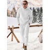 image:imageJMIERR Mens Sweatsuit 2 Piece Hoodie Tracksuit Jogger Set  Soft Fleece Lining Outfits Machine Wash Kangaroo Pocket Sweatshirt Drawstring Waist Sweatpants Fall Winter Matching SetsWhite