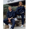 image:imageJMIERR Mens Sweatsuit 2 Piece Hoodie Tracksuit Jogger Set  Soft Fleece Lining Outfits Machine Wash Kangaroo Pocket Sweatshirt Drawstring Waist Sweatpants Fall Winter Matching SetsNavy Blue