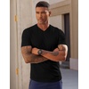image:imageJMIERR Mens Texture VNeck Short Sleeve TShirt  Textured Vneck tee with stretch breathable short sleeve slim fit spring summer casual wearBlack
