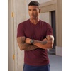 image:imageJMIERR Mens Texture VNeck Short Sleeve TShirt  Textured Vneck tee with stretch breathable short sleeve slim fit spring summer casual wearBurgundy