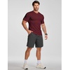 image:imageJMIERR Mens Texture VNeck Short Sleeve TShirt  Textured Vneck tee with stretch breathable short sleeve slim fit spring summer casual wearBurgundy