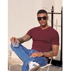 image:imageJMIERR Mens Texture VNeck Short Sleeve TShirt  Textured Vneck tee with stretch breathable short sleeve slim fit spring summer casual wearBurgundy