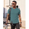 image:imageJMIERR Mens Texture VNeck Short Sleeve TShirt  Textured Vneck tee with stretch breathable short sleeve slim fit spring summer casual wearCanton
