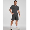 image:imageJMIERR Mens Texture VNeck Short Sleeve TShirt  Textured Vneck tee with stretch breathable short sleeve slim fit spring summer casual wearDark Grey