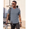 image:imageJMIERR Mens Texture VNeck Short Sleeve TShirt  Textured Vneck tee with stretch breathable short sleeve slim fit spring summer casual wearGray