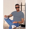 image:imageJMIERR Mens Texture VNeck Short Sleeve TShirt  Textured Vneck tee with stretch breathable short sleeve slim fit spring summer casual wearGray
