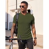 image:imageJMIERR Mens Texture VNeck Short Sleeve TShirt  Textured Vneck tee with stretch breathable short sleeve slim fit spring summer casual wearMoss Green