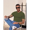 image:imageJMIERR Mens Texture VNeck Short Sleeve TShirt  Textured Vneck tee with stretch breathable short sleeve slim fit spring summer casual wearMoss Green