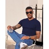 image:imageJMIERR Mens Texture VNeck Short Sleeve TShirt  Textured Vneck tee with stretch breathable short sleeve slim fit spring summer casual wearNavy Blue