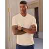 image:imageJMIERR Mens Texture VNeck Short Sleeve TShirt  Textured Vneck tee with stretch breathable short sleeve slim fit spring summer casual wearParchment