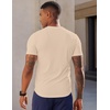 image:imageJMIERR Mens Texture VNeck Short Sleeve TShirt  Textured Vneck tee with stretch breathable short sleeve slim fit spring summer casual wearParchment