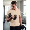 image:imageJMIERR Mens Texture VNeck Short Sleeve TShirt  Textured Vneck tee with stretch breathable short sleeve slim fit spring summer casual wearParchment