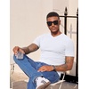 image:imageJMIERR Mens Texture VNeck Short Sleeve TShirt  Textured Vneck tee with stretch breathable short sleeve slim fit spring summer casual wearWhite