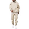 image:imageJMIERR Mens Sweatsuit 2 Piece Hoodie Tracksuit Jogger Set  Soft Fleece Lining Outfits Machine Wash Kangaroo Pocket Sweatshirt Drawstring Waist Sweatpants Fall Winter Matching SetsCream