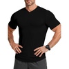 image:imageJMIERR Mens Texture VNeck Short Sleeve TShirt  Textured Vneck tee with stretch breathable short sleeve slim fit spring summer casual wearBlack
