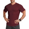 image:imageJMIERR Mens Texture VNeck Short Sleeve TShirt  Textured Vneck tee with stretch breathable short sleeve slim fit spring summer casual wearBurgundy
