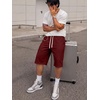 image:imageJMIERR Mens Baggy Sweat Shorts Below Knee Drawstring  Soft Stretch Fabric Deep Pockets Adjustable Drawstring Waist Baggy Loose Fit Below Knee Length Lightweight Gym ShortsRed