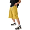 image:imageJMIERR Mens Baggy Sweat Shorts Below Knee Drawstring  Soft Stretch Fabric Deep Pockets Adjustable Drawstring Waist Baggy Loose Fit Below Knee Length Lightweight Gym ShortsYellow