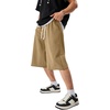 image:imageJMIERR Mens Baggy Sweat Shorts Below Knee Drawstring  Soft Stretch Fabric Deep Pockets Adjustable Drawstring Waist Baggy Loose Fit Below Knee Length Lightweight Gym ShortsKhaki