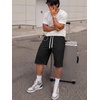 image:imageJMIERR Mens Baggy Sweat Shorts Below Knee Drawstring  Soft Stretch Fabric Deep Pockets Adjustable Drawstring Waist Baggy Loose Fit Below Knee Length Lightweight Gym ShortsA Black