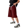 image:imageJMIERR Mens Baggy Sweat Shorts Below Knee Drawstring  Soft Stretch Fabric Deep Pockets Adjustable Drawstring Waist Baggy Loose Fit Below Knee Length Lightweight Gym ShortsRed