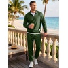 image:imageJMIERR Mens Track Suits 2 Piece Outfits Quarter Zipper Polo Shirt Tracksuit amp Joggers Sweatpants Sweatsuit SetsGreen