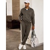 image:imageJMIERR Mens Track Suits 2 Piece Outfits Quarter Zipper Polo Shirt Tracksuit amp Joggers Sweatpants Sweatsuit SetsGrey Brown