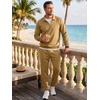 image:imageJMIERR Mens Track Suits 2 Piece Outfits Quarter Zipper Polo Shirt Tracksuit amp Joggers Sweatpants Sweatsuit SetsKhaki