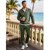 image:imageJMIERR Mens Track Suits 2 Piece Outfits Quarter Zipper Polo Shirt Tracksuit amp Joggers Sweatpants Sweatsuit SetsLight Green