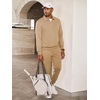 image:imageJMIERR Mens Track Suits 2 Piece Outfits Quarter Zipper Polo Shirt Tracksuit amp Joggers Sweatpants Sweatsuit SetsLight Khaki