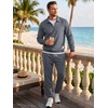 image:imageJMIERR Mens Track Suits 2 Piece Outfits Quarter Zipper Polo Shirt Tracksuit amp Joggers Sweatpants Sweatsuit SetsMedium Grey