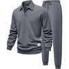 image:imageJMIERR Mens Track Suits 2 Piece Outfits Quarter Zipper Polo Shirt Tracksuit amp Joggers Sweatpants Sweatsuit SetsMedium Grey