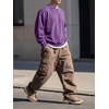 image:imageJMIERR Mens Acid Wash Cotton Vintage Relaxed Fit Crewneck Sweatshirt  Ribbed Collar Cuffs Long Sleeve Casual Pullover Drop Shoulder Y2K Streetwear Top Weekend Outings Fall Winter FashionTillandsia Purple