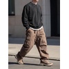 image:imageJMIERR Mens Acid Wash Cotton Vintage Relaxed Fit Crewneck Sweatshirt  Ribbed Collar Cuffs Long Sleeve Casual Pullover Drop Shoulder Y2K Streetwear Top Weekend Outings Fall Winter FashionBlack