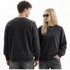 image:imageJMIERR Mens Acid Wash Cotton Vintage Relaxed Fit Crewneck Sweatshirt  Ribbed Collar Cuffs Long Sleeve Casual Pullover Drop Shoulder Y2K Streetwear Top Weekend Outings Fall Winter FashionBlack