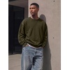 image:imageJMIERR Mens Acid Wash Cotton Vintage Relaxed Fit Crewneck Sweatshirt  Ribbed Collar Cuffs Long Sleeve Casual Pullover Drop Shoulder Y2K Streetwear Top Weekend Outings Fall Winter FashionMoss Green