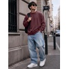 image:imageJMIERR Mens Acid Wash Cotton Vintage Relaxed Fit Crewneck Sweatshirt  Ribbed Collar Cuffs Long Sleeve Casual Pullover Drop Shoulder Y2K Streetwear Top Weekend Outings Fall Winter FashionWild Ginger