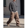 image:imageJMIERR Mens Acid Wash Cotton Vintage Relaxed Fit Crewneck Sweatshirt  Ribbed Collar Cuffs Long Sleeve Casual Pullover Drop Shoulder Y2K Streetwear Top Weekend Outings Fall Winter FashionDark Grey